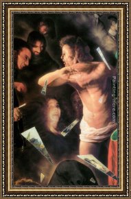 Luis Framed Paintings - The Eve [detail left] by Luis Jose Estremadoyro